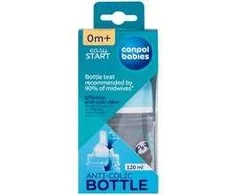 Canpolbabies CANPOL 35/220 EasyStart Exotic 120ml buteliukas nuo dieglių plačios burnos mėlynas