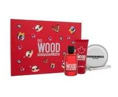 Rinkinys moterims Dsquared2 Red Wood: EDT, 100 ml + dušo želė, 100 ml + piniginė