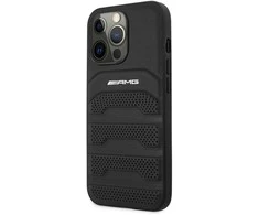 Apple iPhone 14 Pro Mercedes AMG odinis dėklas Debossed Lines (AMHCP14LGSEBK) juodos spalvos