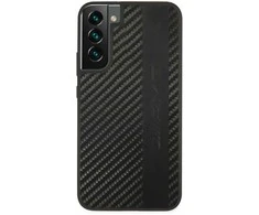 Mercedes Benz Samsung Galaxy S22 Plus Mercedes AMG dėklas Carbon Stripe&amp;Embossed (AMHCS22MBLSCA) juodos spalvos