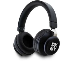 DKNY PU Leather Stack Logo belaidės ausinės juodos spalvos