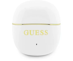 Guess Auksinė Line Glossy Classic Logo TWS belaidės ausinės baltos spalvoas