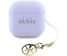 Ausinės TWS Guess Glossy Effect Printed Classic Logo &amp; Charm levandų spalvos
