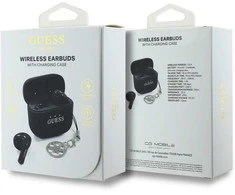 Ausinės TWS Guess Glossy Effect Printed Classic Logo & Charm juodos spalvos