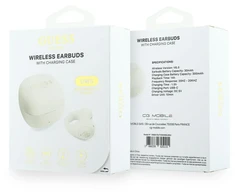 Guess Mini Classic Logo OWS belaidės ausinės baltos spalvos