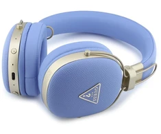 Guess PU Grained Triangle Auksinė Metal Logo ENC belaidės ausinės, mėlynos