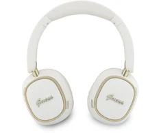 Guess Rectangle Metal Script Logo ENC belaidės ausinės baltos spalvos