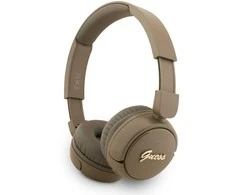 Guess Script Metal Logo belaidės ausinės rudos spalvos