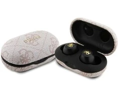 Ausinės Bluetooth TWS + ENC Guess 4G Metal GUTWSP4EGP rožinės spalvos