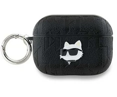 Apple AirPods 3 Karl Lagerfeld Cover Monogram Choupette Head ausinių dėklas juodos spalvos