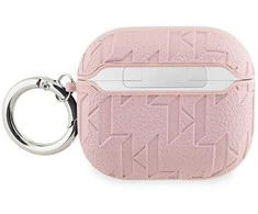 Apple AirPods 3 Karl Lagerfeld Cover Monogram Choupette Head ausinių dėklas rožinės spalvos