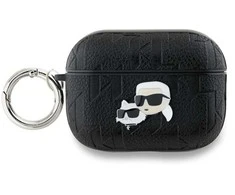 Apple AirPods 3 Karl Lagerfeld Cover Monogram Karl &amp; Choupette Head ausinių dėklas juodos spalvos