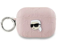 Apple AirPods 3 Karl Lagerfeld Cover Monogram Karl Head ausinių dėklas rožinės spalvos