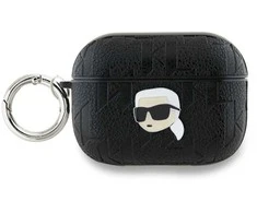 Apple AirPods 3 Karl Lagerfeld Cover Monogram Karl Head ausinių dėklas juodos spalvos