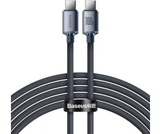Baseus Crystal USB-C - USB-C laidas 100W 2m - Juodas