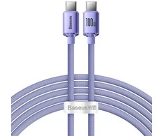 Baseus Crystal Shine USB-C – USB-C laidas 100W 2m – Violetinis