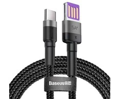 Baseus Cafule USB-C laidas Huawei SuperCharge QC 3.0 5A 1m - Juodas / Pilkas