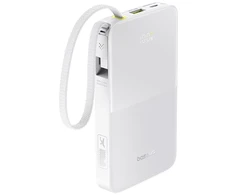 Baseus EnerFill FC51 Bipow 2 Pro 22.5W išorinė baterija su integruotu laidu 10000mAh Moon Baltas