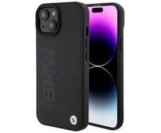 Dėklas BMW BMHCP15SSLLBK Apple iPhone 15 14 13 6.1″ juodos spalvos Leather Hot Stamp