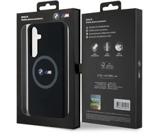 BMW BMHMS24M23SROK S24+ S926 juodos spalvos kietas dėklas M Silicone Printed Ring MagSafe