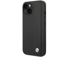 BMW Signature Leather Big Logo dėklas skirtas iPhone 14 Plus Juodas
