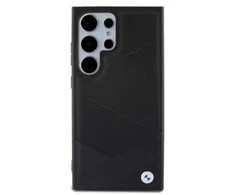 Dėklas BMW BMHCS24L23RCGPK S24 Ultra S928 juodos spalvos kietas dėklas Signature Leather Crossing Lines Pattern