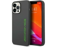 AMG Liquid silikoninis Žalias Logo dėklas skirtas Apple iPhone 14 Pro pilkos spalvos