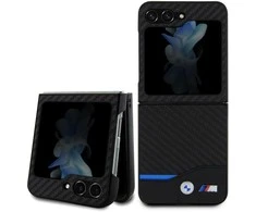 Dėklas BMW BMHCZF522NBCK Z Flip5 F731 juodos spalvos Leather Carbon
