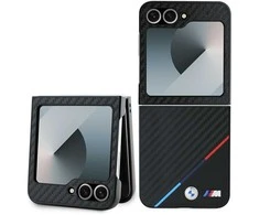 Dėklas BMW BMHCZF623 PUDTK Z Flip6 F741 juodos spalvos kietas dėklas Carbon Tricolor