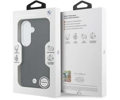 BMW Signature PU Leather Metal Logo Magnetic dėklas skirtas Samsung Galaxy S26 juodos spalvos