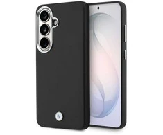 BMW Signature PU Leather Metal Logo Magnetic dėklas skirtas Samsung Galaxy S26+ juodos spalvos