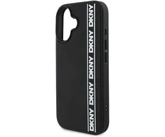 DKNY 3D Rubber Repeat Logo Line Apple iPhone 16 dėklas telefonui juodos spalvos
