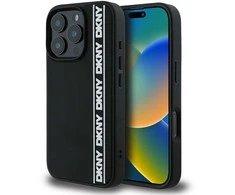 DKNY 3D Rubber Repeat Logo Line Apple iPhone 16 Pro Max dėklas telefonui juodos spalvos