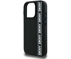DKNY 3D Rubber Repeat Logo Line Apple iPhone 16 Pro Max dėklas telefonui juodos spalvos