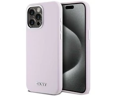 DKNY DKHMP15XSMCHLP Apple iPhone 15 Pro Max 6.7″ rožinės spalvos kietas dėklas Liquid Silicone Small Metal Logo MagSafe