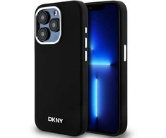 Apple iPhone 15 Pro DKNY dėklas Liquid Silicone Small Metal Logo MagSafe (DKHMP15LSMCHLK) juodos spalvos