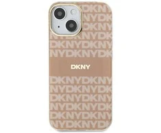 Apple iPhone 13 / 14 / 15 DKNY dėklas IML Mono &amp; Stripe MagSafe (DKHMP15SHRHSEP) rožinės spalvos