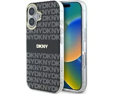 DKNY PC/TPU Repeat Pattern Tonal Stripe Magsafe Apple iPhone 16 dėklas telefonui juodos spalvos