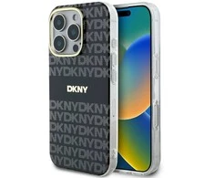 Apple iPhone 16 Pro Max DKNY Repeat Texture Pattern With Stripe (DKHMP16XHRHSEK) dėklas telefonui juodos spalvos