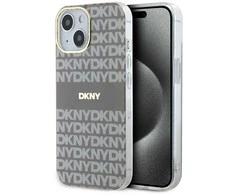 DKNY PC/TPU Repeat Pattern Tonal Stripe Magsafe dėklas telefonui Apple iPhone 14 rusvai gelsvas