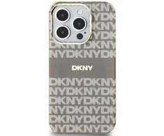 DKNY PC/TPU Repeat Pattern Tonal Stripe Magsafe dėklas telefonui Apple iPhone 14 Pro rusvai gelsvas