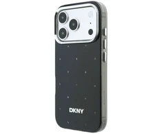 DKNY PC/TPU Rhinestones Magsafe dėklas, skirtas iPhone 18 Pro, juodas