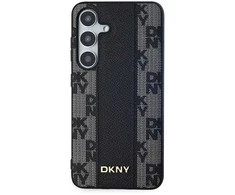 Samsung Galaxy S24 Plus DKNY kietas odinis dėklas su languotu raštu ir MagSafe (DKHMS24MPCPVSLK) dėklas telefonui juodos spalvos