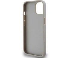 DKNY PU Leather Checkered Pattern and Stripe dėklas telefonui Apple iPhone 14 rusvai gelsvas