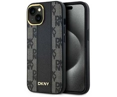 Apple iPhone 13 / 14 / 15 DKNY Hardcase Leather Checkered Mono Pattern MagSafe (DKHMP15SPCPVSLK) dėklas telefonui juodos spalvos