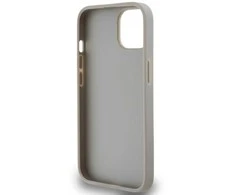 DKNY PU Leather Checkered Pattern and Stripe dėklas telefonui Apple iPhone 15 rusvai gelsvas