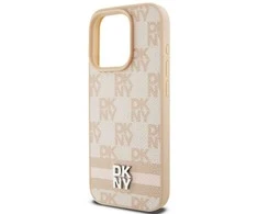 Apple iPhone 14 Pro DKNY odinis dėklas Checkered Mono Pattern & Printed Stripes (DKHCP14LPCPTSSP) rožinės spalvos