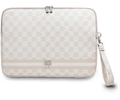 DKNY PU Leather Checkered Pattern and Stripe dėklas nešiojamam kompiuteriui 13/14" rožinės spalvos
