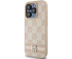 Apple iPhone 14 Pro Max DKNY odinis dėklas Checkered Mono Pattern &amp; Printed Stripes (DKHCP14XPCPTSSP) rožinės spalvos
