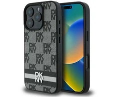 Apple iPhone 16 Pro Max DKNY Checkered Pattern & Printed Stripes (DKHCP16XPCPTSSK) dėklas telefonui juodos spalvos